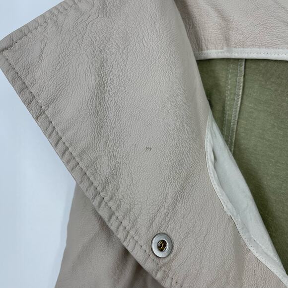 Sara Battaglia High Waist Faux Leather Pants Cream Wide Leg IT Size 42 - Picture 14 of 16